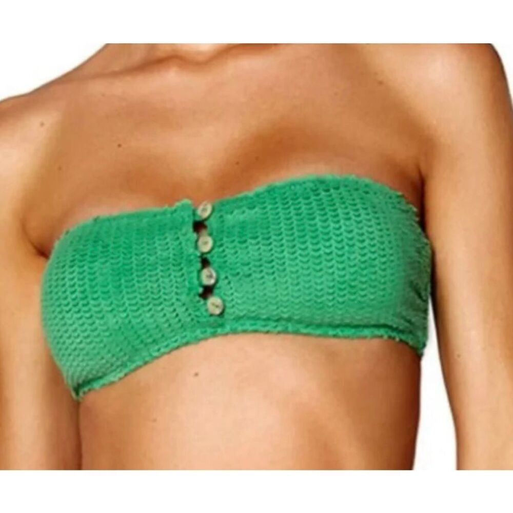 Vix Paula Hermanny Medium NWT Scales Buttons  green bikini Top strapless